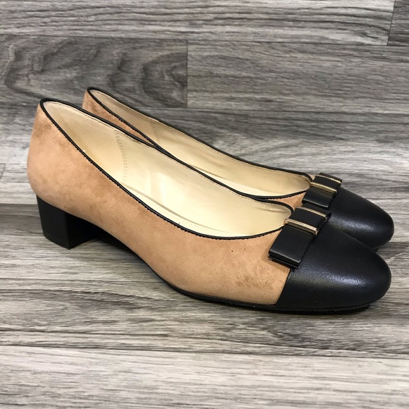 Coach Rivera Suede Brown and Black Block Heel - Picture 1 of 8